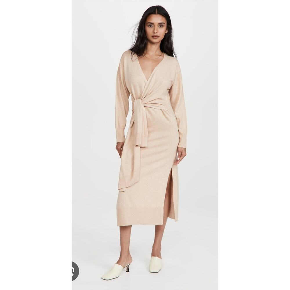 Jonathan Simkhai Skyla Knit Wrap Midi Dress In Biscuit Small
